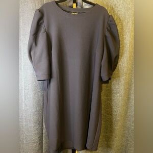 City Chic Navy Asymmetrical Puff Sleeve Dress
